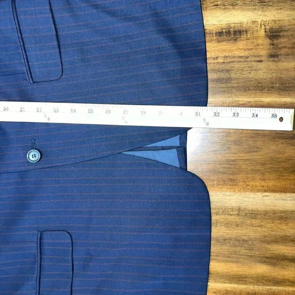 Ermenegildo Zegna 2pc Wool Suit Navy Blue Brown Pinstripe 50R - Picture 6 of 16